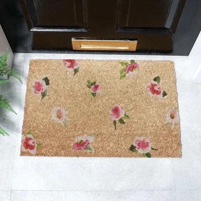 Dunelm Artsy Mats Watercolour Pink Flowers Coir Doormat