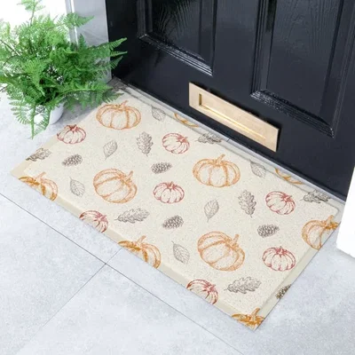 Dunelm Artsy Mats Sketch Pumpkin Pattern Indoor Outdoor Doormat