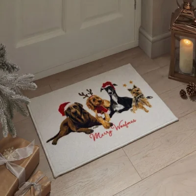 Dunelm Christmas Dogs Washable Doormat