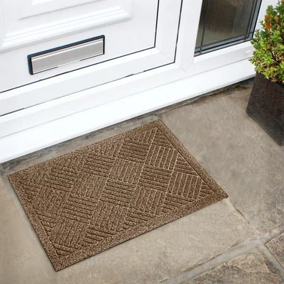 Dunelm JVL Dirt Defense Square Pattern Doormat Beige