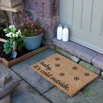Dunelm Artsy Mats Baby its Cold Outside Snowflakes Coir Doormat
