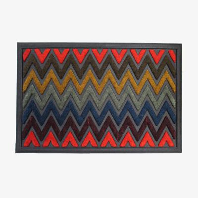 Dunelm Scrape N' Sorb Multicoloured Zig Zag Doormat Red/Black/Grey/Blue