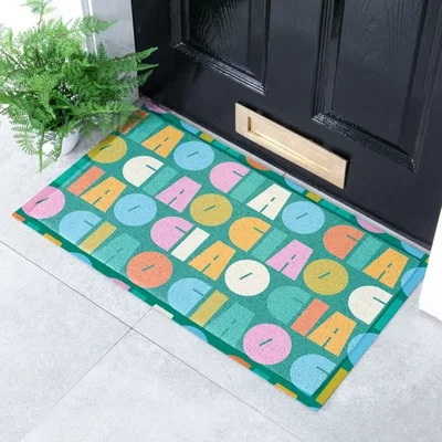 Dunelm Artsy Mats Elizabeth Olwen Ciao Pattern Indoor Outdoor Doormat
