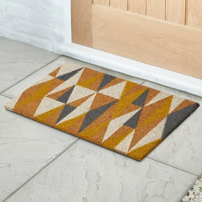 Dunelm Geometric Coir Doormat Ochre (Yellow)