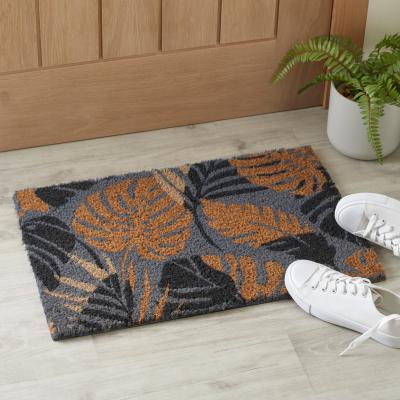 Dunelm Cheeseplant Doormat Grey