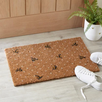 Dunelm Spotty Bees Doormat Black