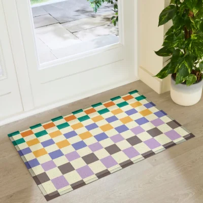 Dunelm Artsy Mats Elizabeth Olwen Check Fade Indoor Outdoor Doormat