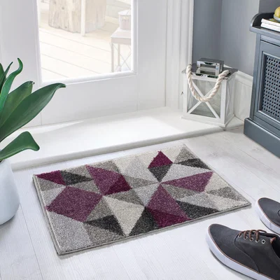 Dunelm Geo Squares Doormat Geo Squares Purple