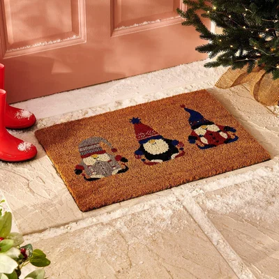 Dunelm Gnome Coir Doormat Red/Brown/Blue