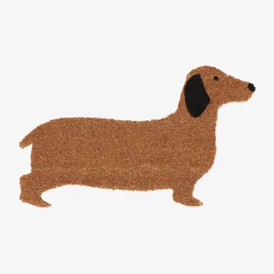 Dunelm Fallen Fruits Daschund Coir Doormat Brown