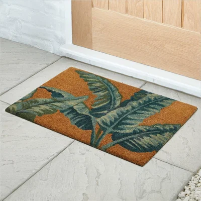 Dunelm Banana Leaf Doormat Brown/Green/Blue