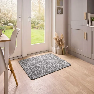 Dunelm Marvel Boucle Hi Low Leopard Washable Mat