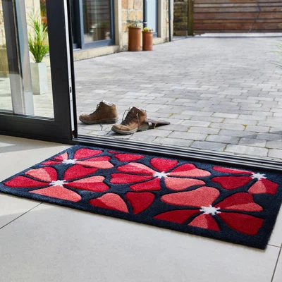 Dunelm JVL Solemate Latex Posy Doormat Red