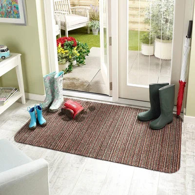 Dunelm Marvel Stripe Washable Doormat Red/White/Black