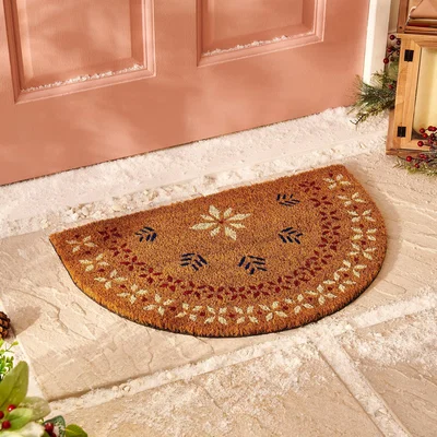 Dunelm Half Moon Fair Aisle Doormat Brown/Blue/White