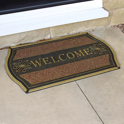 Dunelm JVL Welcome PVC Pin Doormat Gold