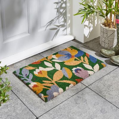 Dunelm Elements Floral Coir Outdoor Doormat MultiColoured