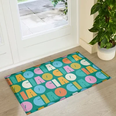 Dunelm Artsy Mats Elizabeth Olwen Ciao Pattern Indoor Outdoor Doormat