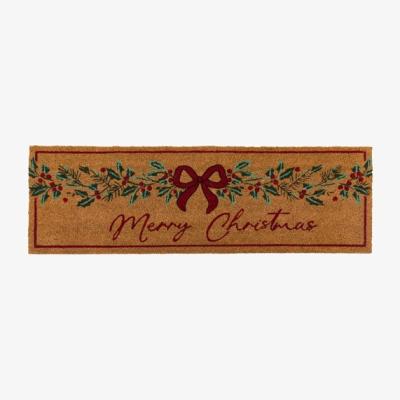 Dunelm Cedar and Sage Festive Garland Merry Christmas Coir Doormat
