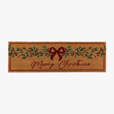 Dunelm Cedar and Sage Festive Garland Merry Christmas Coir Doormat