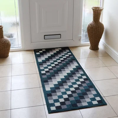 Dunelm JVL Mega Latex Pixels Runner Grey