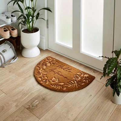 Dunelm Hello Autumn Half Moon Coir Outdoor Doormat Natural
