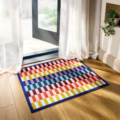 Dunelm Marvel Printed Brights Check Washable Doormat