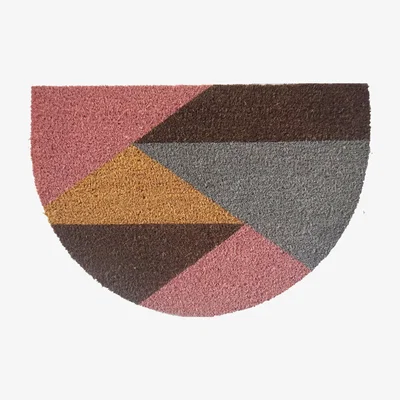 Dunelm Half Moon Geo Doormat Brown
