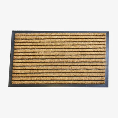 Dunelm Jumbo Stripe Rubber and Coir Doormat Brown