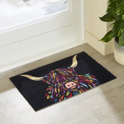 Dunelm Artsy Mats Highland Cow Indoor Washable Doormat