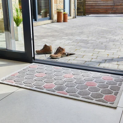 Dunelm JVL Solemate Latex Honeycomb Doormat Pink