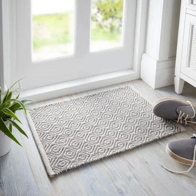 Dunelm Diamond Weave Grey Doormat Grey