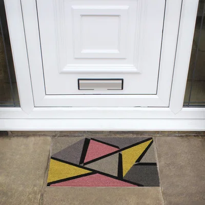 Dunelm JVL Eco Latex Abstract Shapes Doormat Pink