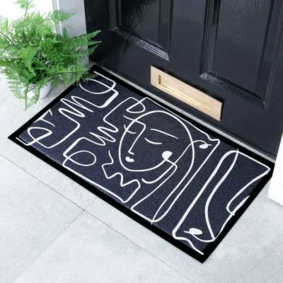 Dunelm Artsy Mats Face Lines Abstract Indoor Outdoor Doormat