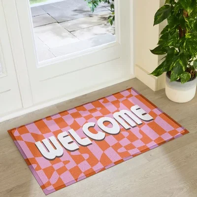 Dunelm Artsy Mats Elizabeth Olwen Welcome Wavey Indoor Outdoor Doormat
