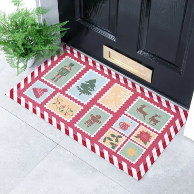 Dunelm Artsy Mats Winter Stamps Indoor Outdoor Doormat