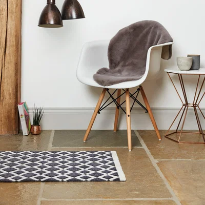 Dunelm JVL Solemate Latex Diamond Doormat Black