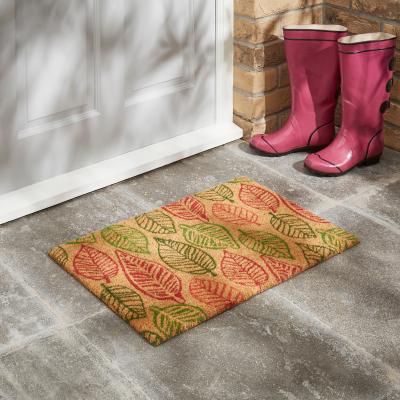 Dunelm Leaves Coir Doormat MultiColoured