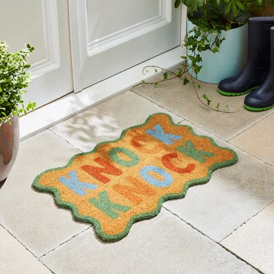 Dunelm Knock Knock Coir Doormat MultiColoured
