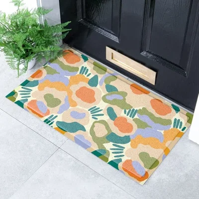 Dunelm Artsy Mats Elizabeth Olwen Smudge Flowers Indoor Outdoor Doormat