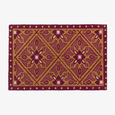 Dunelm Cedar and Sage Warm and Whimsical Geometric Printed Coir Doormat