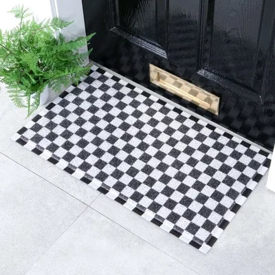 Dunelm Artsy Mats Check Indoor Outdoor Doormat