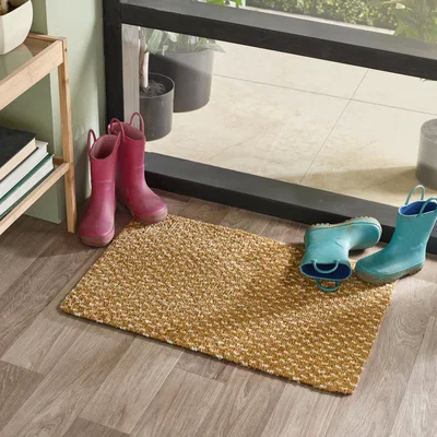 Dunelm Grimebuster Spotted Doormat Ochre