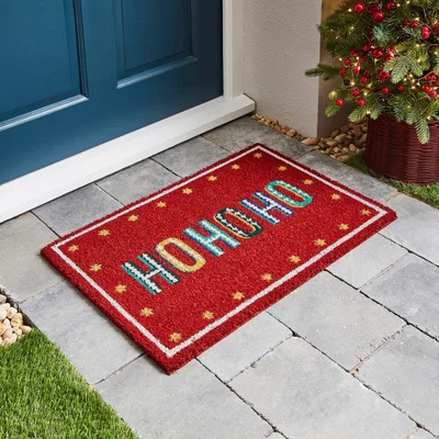 Dunelm Ho Ho Ho Coir Doormat Red