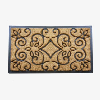 Dunelm Jumbo Scroll Rubber and Coir Doormat Brown