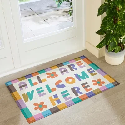Dunelm Artsy Mats Elizabeth Olwen All Are Welcome Here Indoor Outdoor Doormat