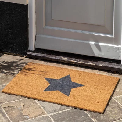 Dunelm Cedar & Sage Single Star Coir Doormat Yellow/Grey