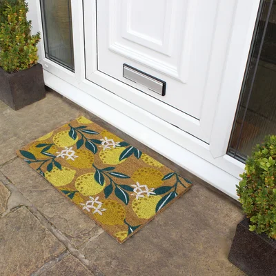 Dunelm JVL Eco Latex Lemons Coir Doormat Yellow