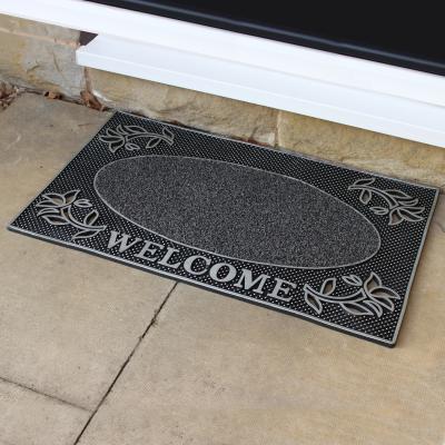 Dunelm JVL Rectangle Welcome PVC Pin Doormat Silver