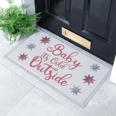 Dunelm Artsy Mats Baby its Cold Outside Outdoor Indoor Outdoor Doormat